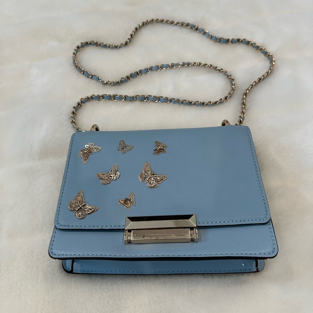 Aldo Light Blue Crossbody Bag with Butterfly Accents